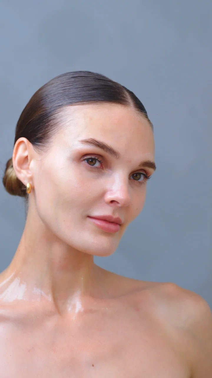An unobscured close-up after a collagen skincare routine